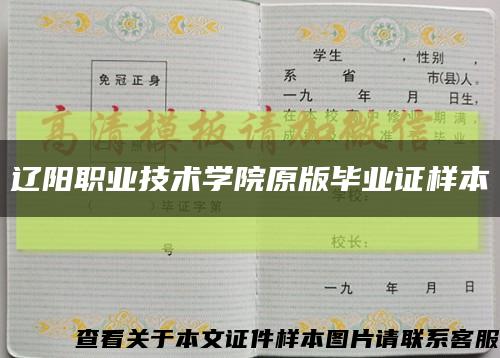 辽阳职业技术学院原版毕业证样本缩略图