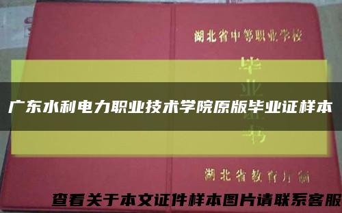 广东水利电力职业技术学院原版毕业证样本缩略图