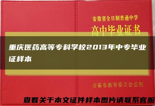 重庆医药高等专科学校2013年中专毕业证样本缩略图