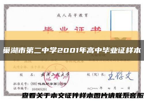 巢湖市第二中学2001年高中毕业证样本缩略图