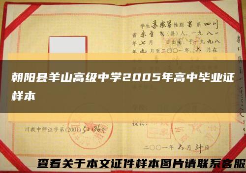 朝阳县羊山高级中学2005年高中毕业证样本缩略图