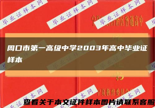 周口市第一高级中学2003年高中毕业证样本缩略图