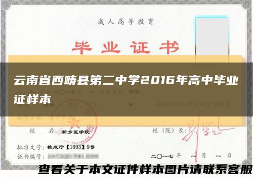 云南省西畴县第二中学2016年高中毕业证样本缩略图