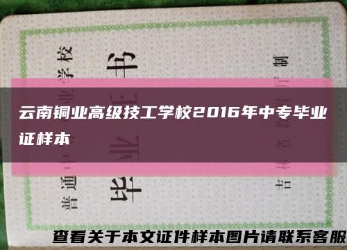云南铜业高级技工学校2016年中专毕业证样本缩略图