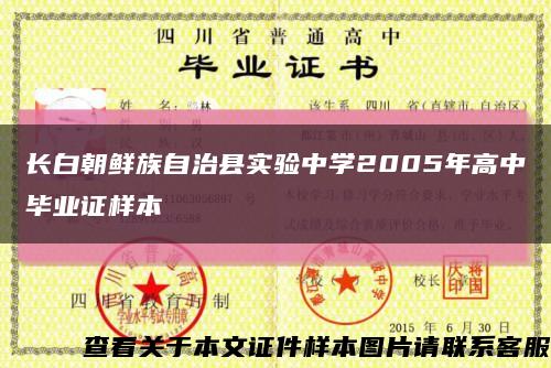 长白朝鲜族自治县实验中学2005年高中毕业证样本缩略图