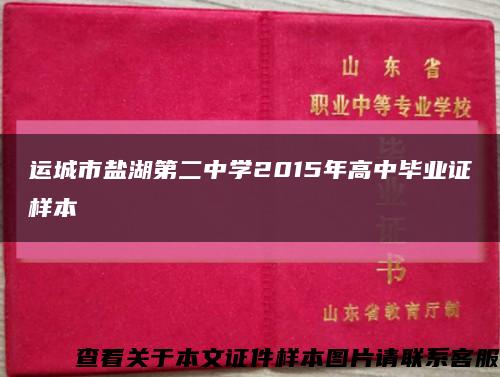 运城市盐湖第二中学2015年高中毕业证样本缩略图