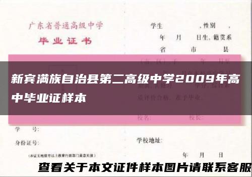 新宾满族自治县第二高级中学2009年高中毕业证样本缩略图