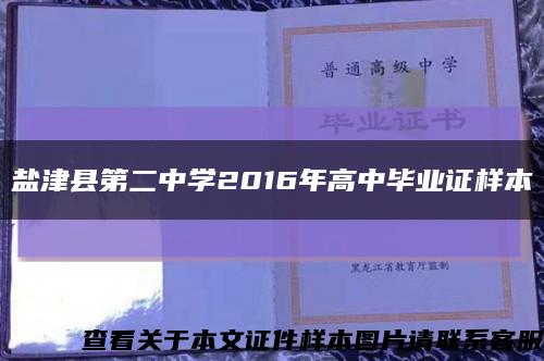 盐津县第二中学2016年高中毕业证样本缩略图