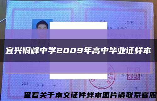 宜兴铜峰中学2009年高中毕业证样本缩略图