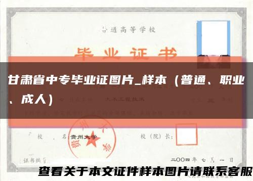 甘肃省中专毕业证图片_样本（普通、职业、成人）缩略图