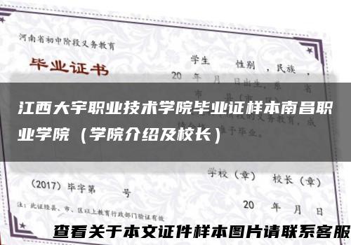 江西大宇职业技术学院毕业证样本南昌职业学院（学院介绍及校长）缩略图