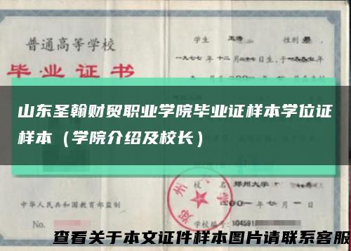 山东圣翰财贸职业学院毕业证样本学位证样本（学院介绍及校长）缩略图