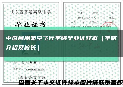 中国民用航空飞行学院毕业证样本（学院介绍及校长）缩略图