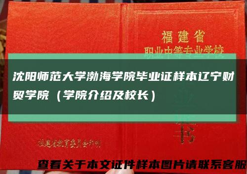 沈阳师范大学渤海学院毕业证样本辽宁财贸学院（学院介绍及校长）缩略图