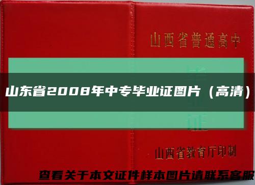 山东省2008年中专毕业证图片（高清）缩略图