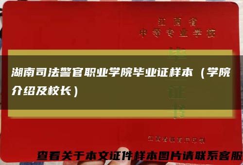 湖南司法警官职业学院毕业证样本（学院介绍及校长）缩略图