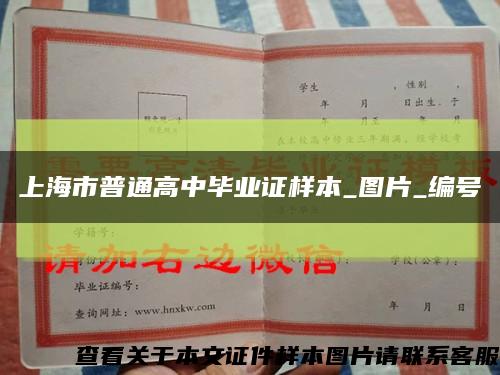 上海市普通高中毕业证样本_图片_编号缩略图