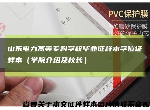 山东电力高等专科学校毕业证样本学位证样本（学院介绍及校长）缩略图