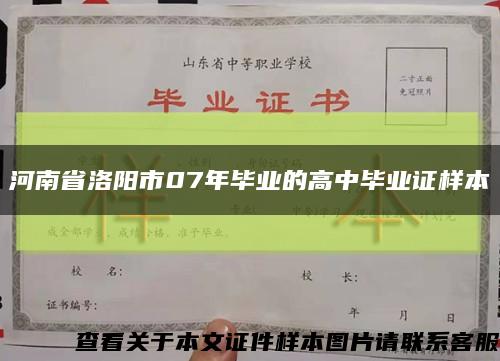 河南省洛阳市07年毕业的高中毕业证样本缩略图