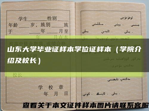 山东大学毕业证样本学位证样本（学院介绍及校长）缩略图