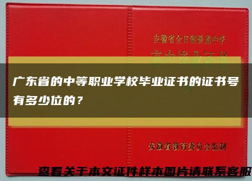 广东省的中等职业学校毕业证书的证书号有多少位的？缩略图
