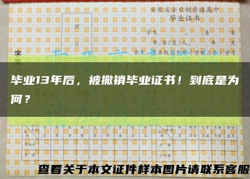 毕业13年后，被撤销毕业证书！到底是为何？缩略图