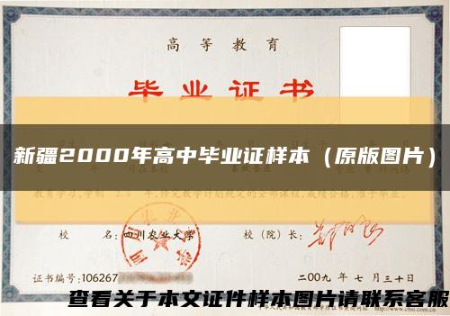 新疆2000年高中毕业证样本（原版图片）缩略图