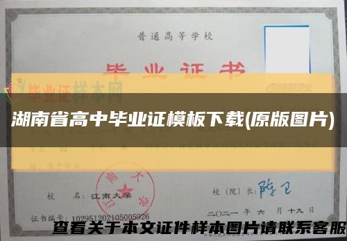 湖南省高中毕业证模板下载(原版图片)缩略图