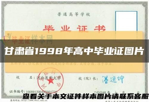 甘肃省1998年高中毕业证图片缩略图