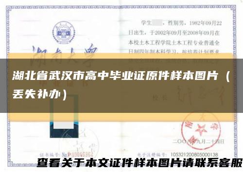 湖北省武汉市高中毕业证原件样本图片（丢失补办）缩略图