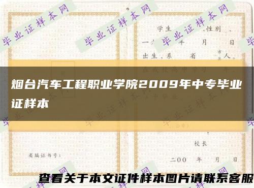 烟台汽车工程职业学院2009年中专毕业证样本缩略图