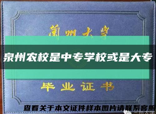 泉州农校是中专学校或是大专缩略图