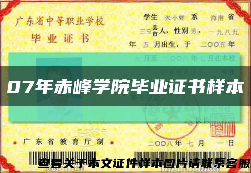 07年赤峰学院毕业证书样本缩略图